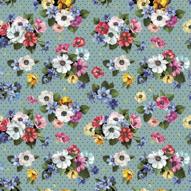 Klasik dikişsiz çiçek deseni. Küçük pastel çiçeklerin özgürlük tarzı arka planı. Beyaz arkaplana saçılmış küçük çiçekler. Yüzeylere ve web tasarımına yazdırmak için stok.