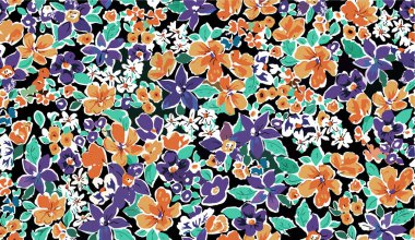 Basit cihazları olan güzel, pürüzsüz raster deseni. Tekstil, ambalaj, kumaş, kumaş, giysi, kapak, kağıt, baskı, albüm için dekoratif süslemeleri olan bir arka plan. Kumaş rengi çiçek