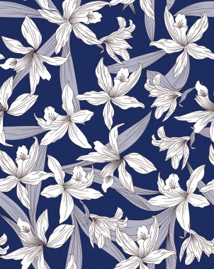 Basit cihazları olan güzel, pürüzsüz raster deseni. Tekstil, ambalaj, kumaş, kumaş, giysi, kapak, kağıt, baskı, albüm için dekoratif süslemeleri olan bir arka plan. Kumaş rengi çiçek