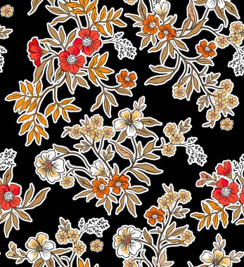 Basit cihazları olan güzel, pürüzsüz raster deseni. Tekstil, ambalaj, kumaş, kumaş, giysi, kapak, kağıt, baskı, albüm için dekoratif süslemeleri olan bir arka plan. Kumaş rengi çiçek