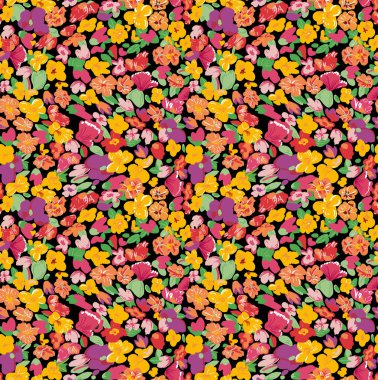 Retro Tropikal Orman Botanik motifleri rastgele dağılmış. Birçok yabani bitkinin kusursuz dokusu çiçek desenli el çizimi tarzıyla klasik renkli arka plan.