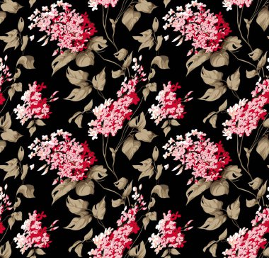 Retro Tropikal Orman Botanik motifleri rastgele dağılmış. Birçok yabani bitkinin kusursuz dokusu çiçek desenli el çizimi tarzıyla klasik renkli arka plan.