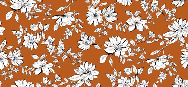 Basit cihazları olan güzel, pürüzsüz raster deseni. Tekstil, ambalaj, kumaş, kumaş, giysi, kapak, kağıt, baskı, albüm için dekoratif süslemeleri olan bir arka plan. Kumaş rengi çiçek