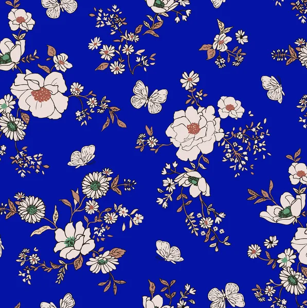 Beautiful seamless raster pattern with simple devices. Background with decorative floral decorations for textile, wrapper, fabric, clothing, covers, paper, print, scrapbook. cloth color flower