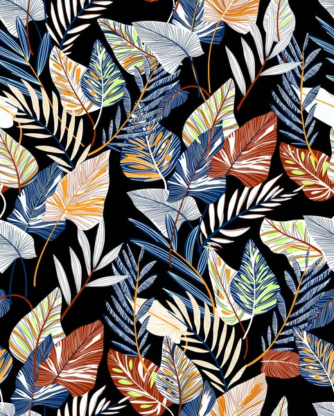 Retro Tropikal Orman Botanik motifleri rastgele dağılmış. Birçok yabani bitkinin kusursuz dokusu çiçek desenli el çizimi tarzıyla klasik renkli arka plan.