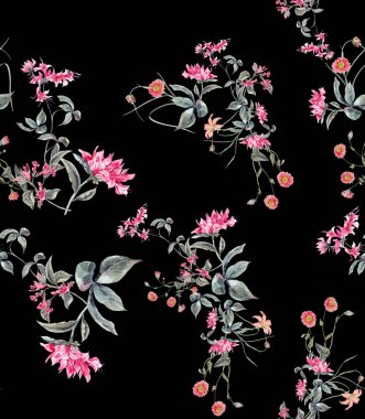 Çiçeksel özgürlük deseni. Moda için arka plan, duvar halıları, parmak izleri. Modern çiçek tasarımı moda ve dekorasyon için mükemmel.