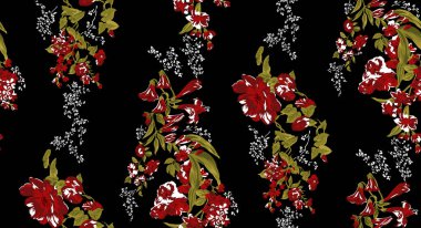 Bahar çiçekleri, renkli arka planda pembe renkler. Mayolar, elbiseler, kumaşlar, gömlekler, plaj elbiseleri için yaz tasarımı. Kusursuz çiçek deseni.