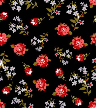 Bahar çiçekleri, renkli arka planda pembe renkler. Mayolar, elbiseler, kumaşlar, gömlekler, plaj elbiseleri için yaz tasarımı. Kusursuz çiçek deseni.