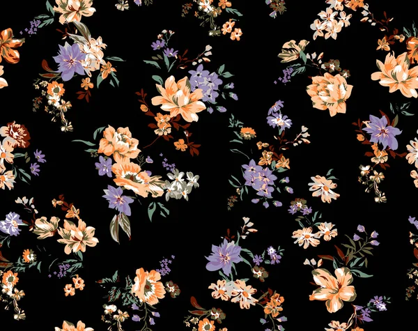 Vintage Blume Nahtlose Muster Auf Dem Hintergrund — Stockfoto