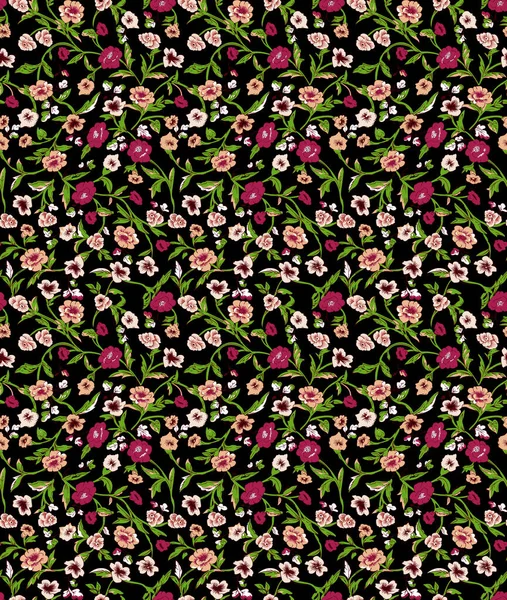 Vinobraní Květiny Bezešvé Vzor Pozadí — Stock fotografie