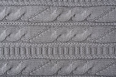 Gri örülü ekose arka plan, üst görünüm, desenli örgü