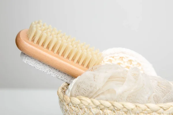 Set Washcloths Brushes Skin Care Bathroom Sauna Brushes Made Natural — Stock Photo, Image