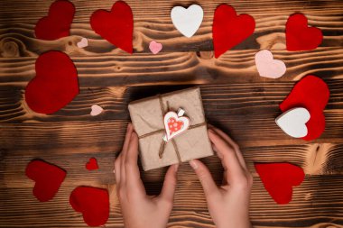 Gift in craft packaging for Valentine's Day