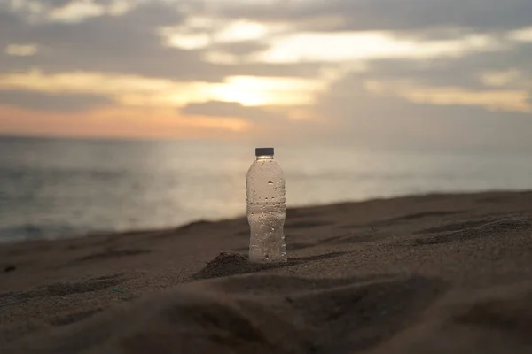 Pet Plastic Bottle Trash Shore Beach — Foto Stock