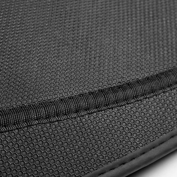 Textur Aus Schwarzem Leder Hintergrund Mit Quadratischen Muster Und Stich — Stockfoto