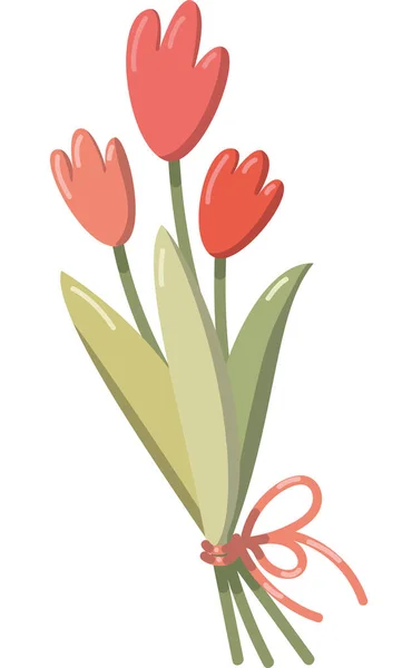 Jarní Květinové Tulipány Tulipány Bouquet Vektor Izolovaný Objekt — Stockový vektor