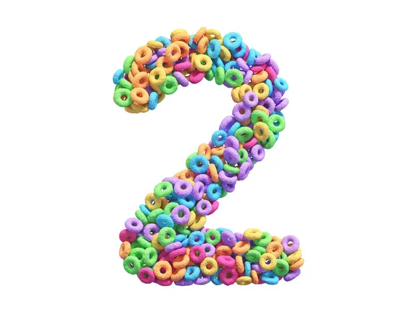 Number Cereal Loops White Background — стоковое фото
