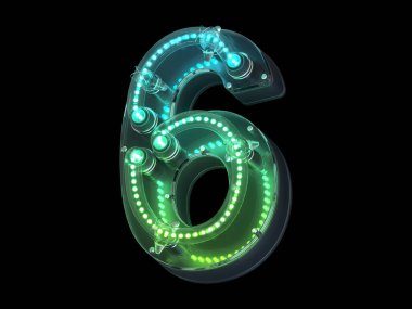 Arkaplanda neon numarası 6