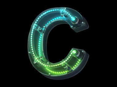 Arkaplanda neon harfi C