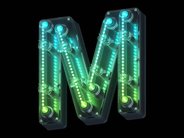 Arka planda neon harfi M