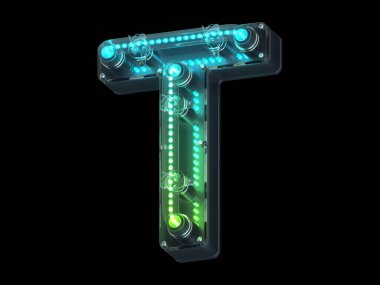 Arkaplanda neon harfi T