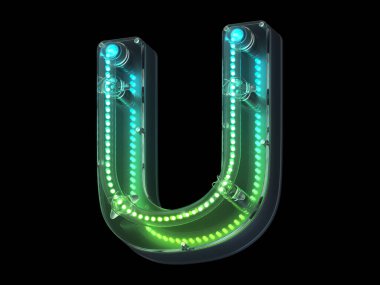 Arka planda neon harfi U