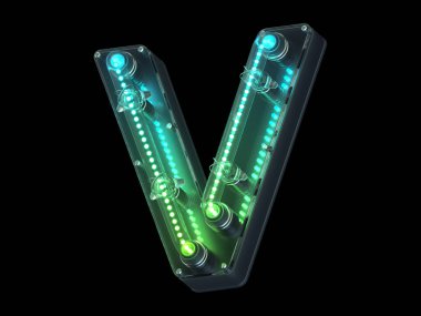 Arkaplanda neon V harfi
