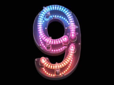 Arka planda neon numarası 9