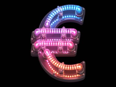 Arka planda neon Euro işareti