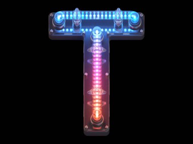 Arkaplanda neon harfi T