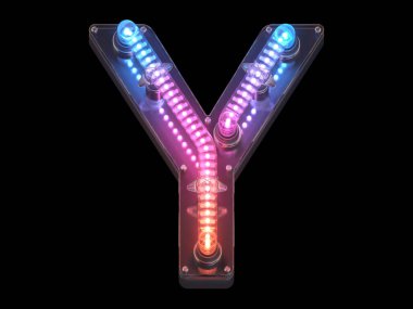 Arka planda neon harfi Y