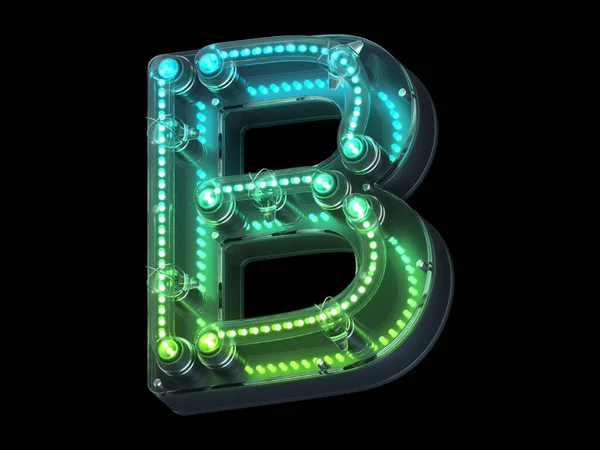 neon letter B on background