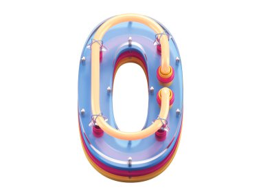 Plastik neon yazı tipi. Sıfır. 3d oluşturma