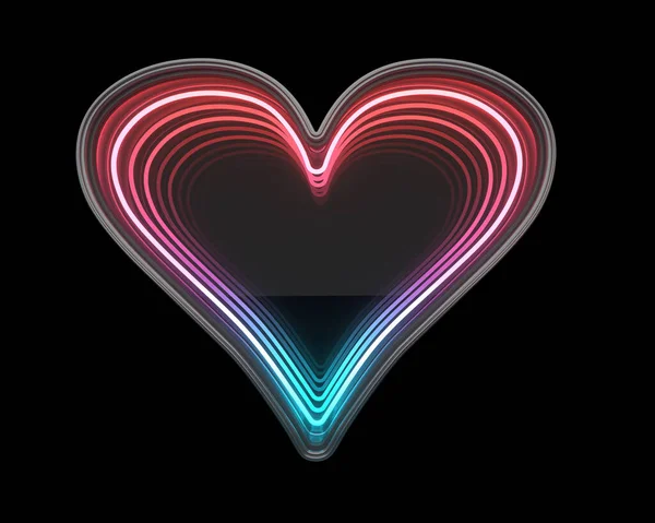 Heart Futuristic Metal Font Light Neon Rendering — Stock Photo, Image