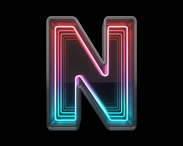 Brief Futuristisch Metalen Lettertype Lichte Neon Destructie — Stockfoto