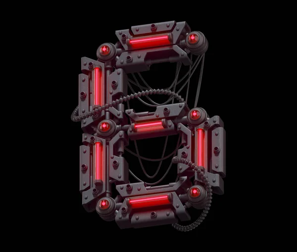 未来派金属字体 轻霓虹灯 3D渲染 — 图库照片