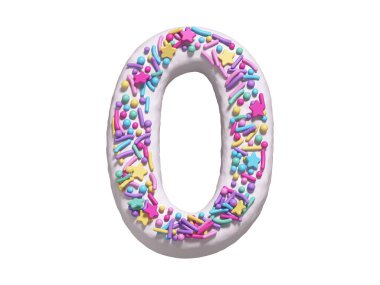 3d donut 0 sayısı beyaz arkaplanda izole edildi