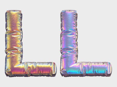 Beyaz arkaplanda izole edilmiş helyum balonu şeklinde L harfi