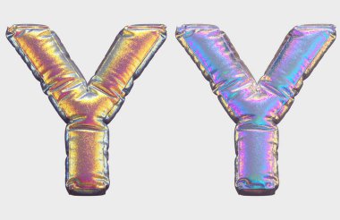 Beyaz arkaplanda izole edilmiş helyum balonu şeklinde Y harfi