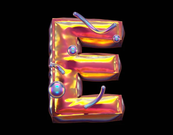黄金の抽象アルファベット 手紙E 3Dレンダリング — ストック写真