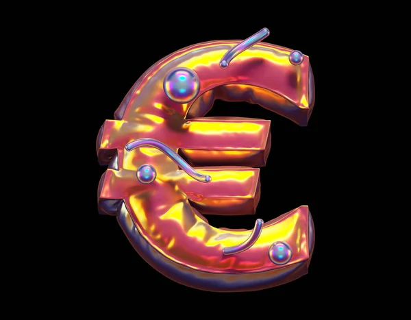 Alfabeto Abstracto Dorado Símbolo Euro Renderizado —  Fotos de Stock