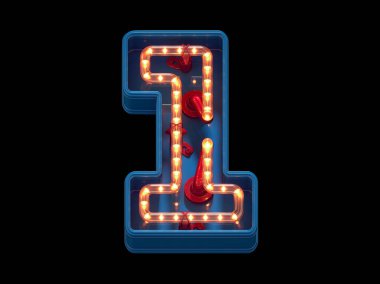 Işıklı soyut numara 1. 3d oluşturma