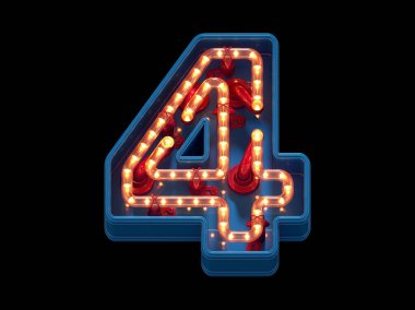 Işıklı soyut numara 4. 3d oluşturma