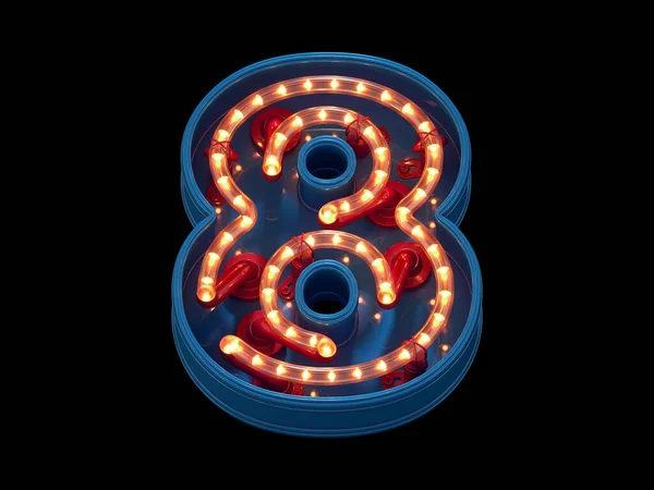 Abstract number 8 with lights. 3d rendering
