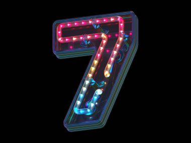 Soyut numara 7. Işıklı. 3d oluşturma