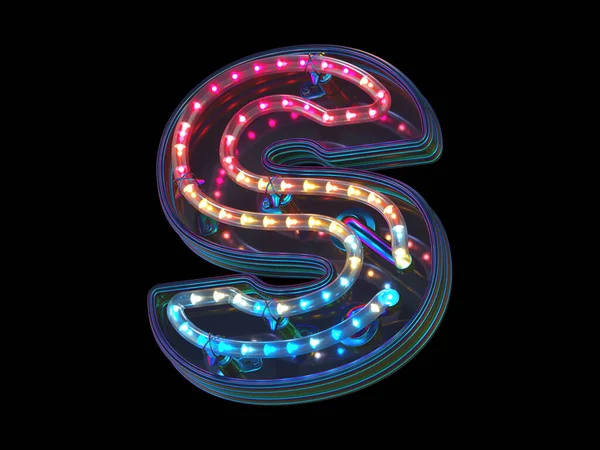Kırpılmış Yazı Tipi Renkli Işık Harfi Görüntüleme — Stok fotoğraf