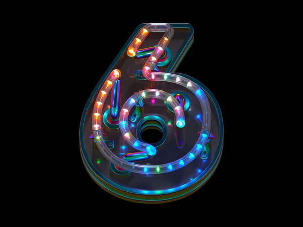 Number Abstract Rendering Font Design Colorful Led Lights — Stock Photo, Image