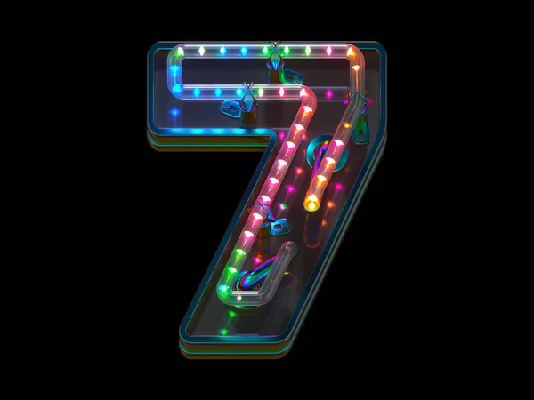 Nummer Abstracte Weergave Van Lettertype Ontwerp Met Kleurrijke Led Verlichting — Stockfoto