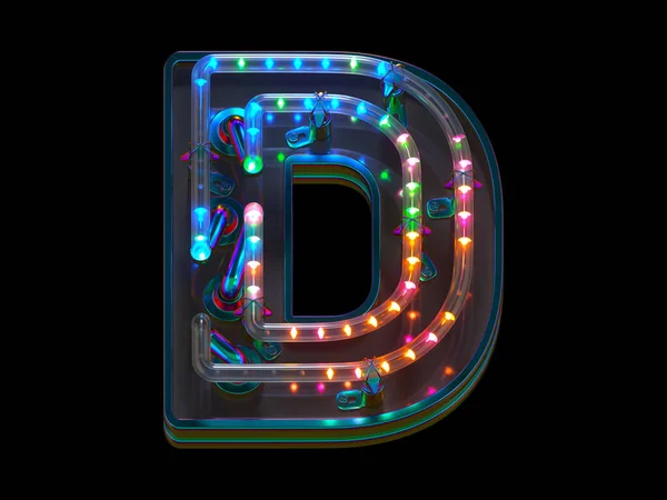 Letter Abstraktní Vykreslování Písmo Design Barevnými Led Světla — Stock fotografie