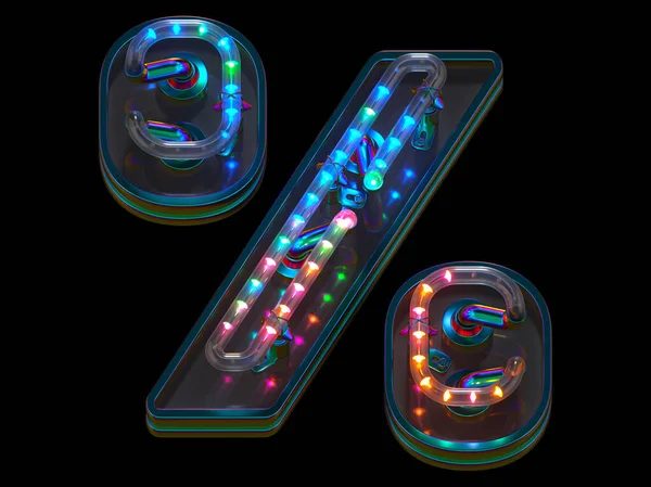 Percentage Symbool Abstracte Rendering Lettertype Ontwerp Met Kleurrijke Led Verlichting — Stockfoto